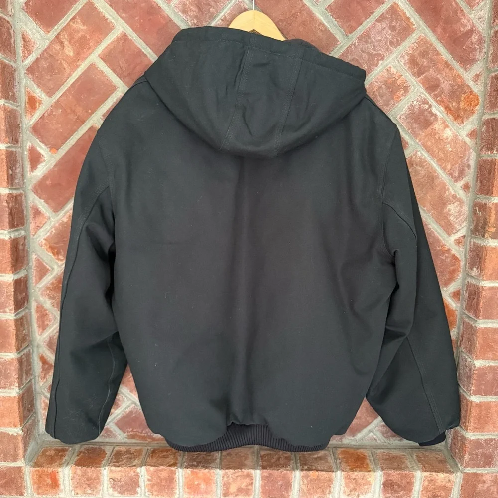 Carhartt Jacket Hooded Quilted‎ Black RN# 14806 Size 2XL XXL Heavy Thick Co Logo